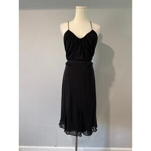 Club Monaco Black Y2K Spaghetti Strap Low Open Back Cocktail Dress LBD  - Size 0